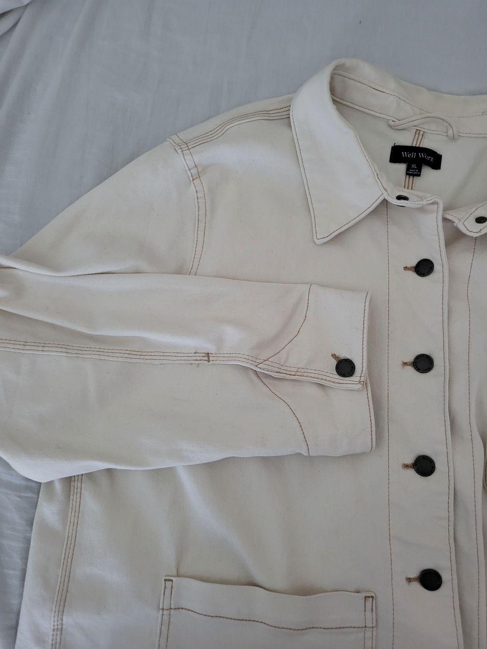 Well Worn Cream Button-Up Work Jacket - Picture 2 of 3